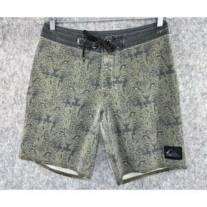 Quiksilver Olive & Black High Line Cheetah Print Board Shorts Size 28 Faded